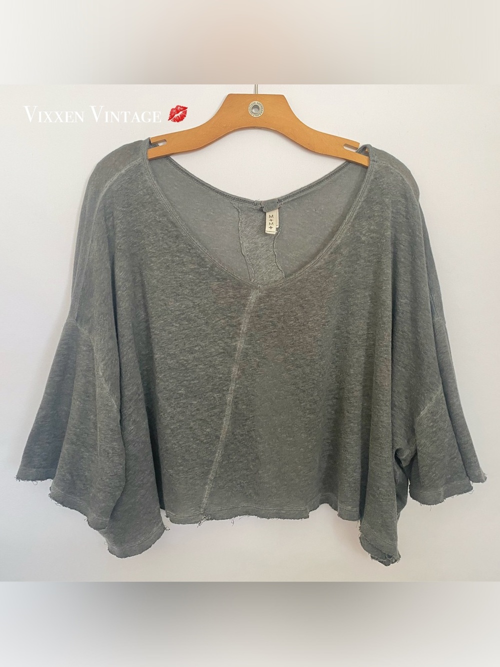 WE THE FREE SLOUCHY ASYMMETRICAL 'TAKE ME BACK TEE' IN WASHED CHARCOAL